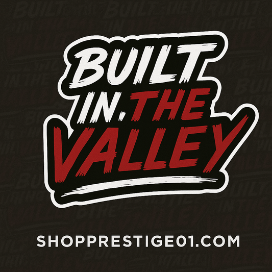 Large Built in the Valley Decal 7.5 x 6 in